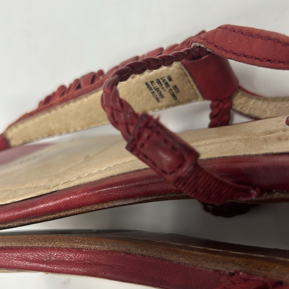 Frye Red Laurel Flower T-Strap Leather Women’s Sandals Size 10 - Picture 8 of 16